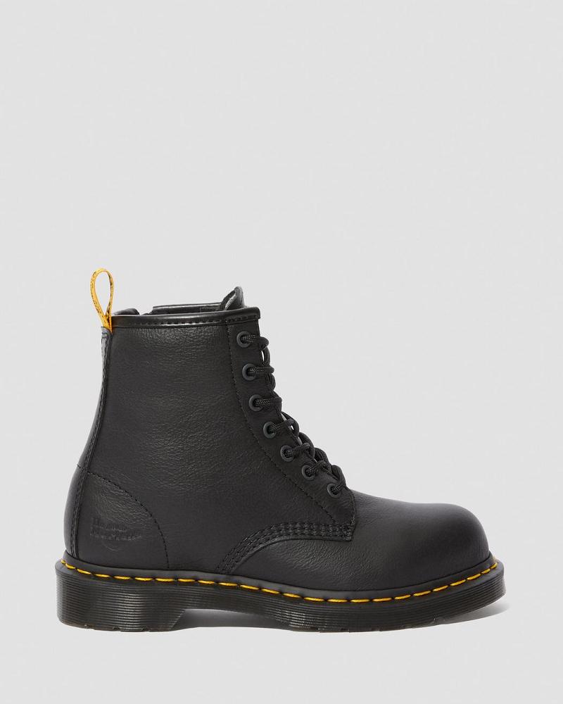 Dr Martens Maple Zip Newark Steel Neus Werklaarzen Dames Zwart | NL 398TCE